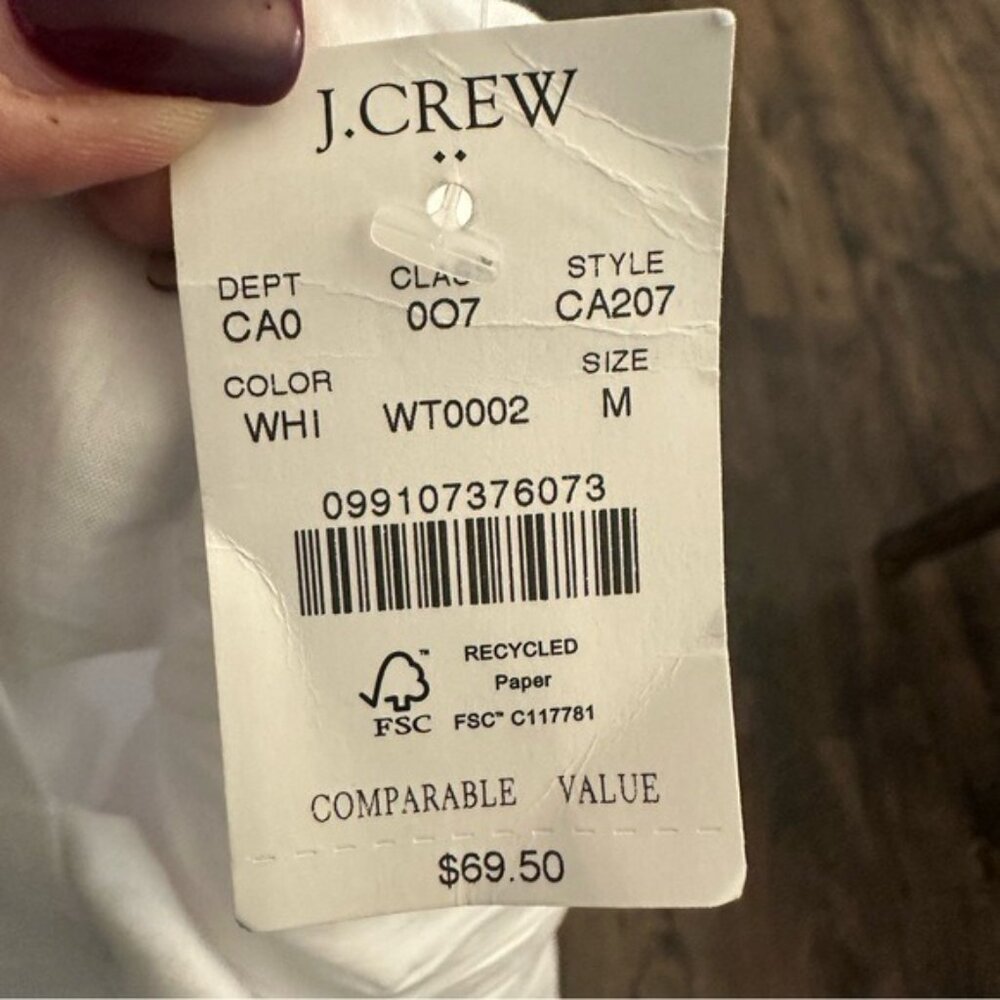 J.Crew White Tank Top NWT Women’s Size Medium Square Neck Cotton - Picture 7 of 7